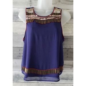 NWT SAM EDELMAN Blue Beaded Top